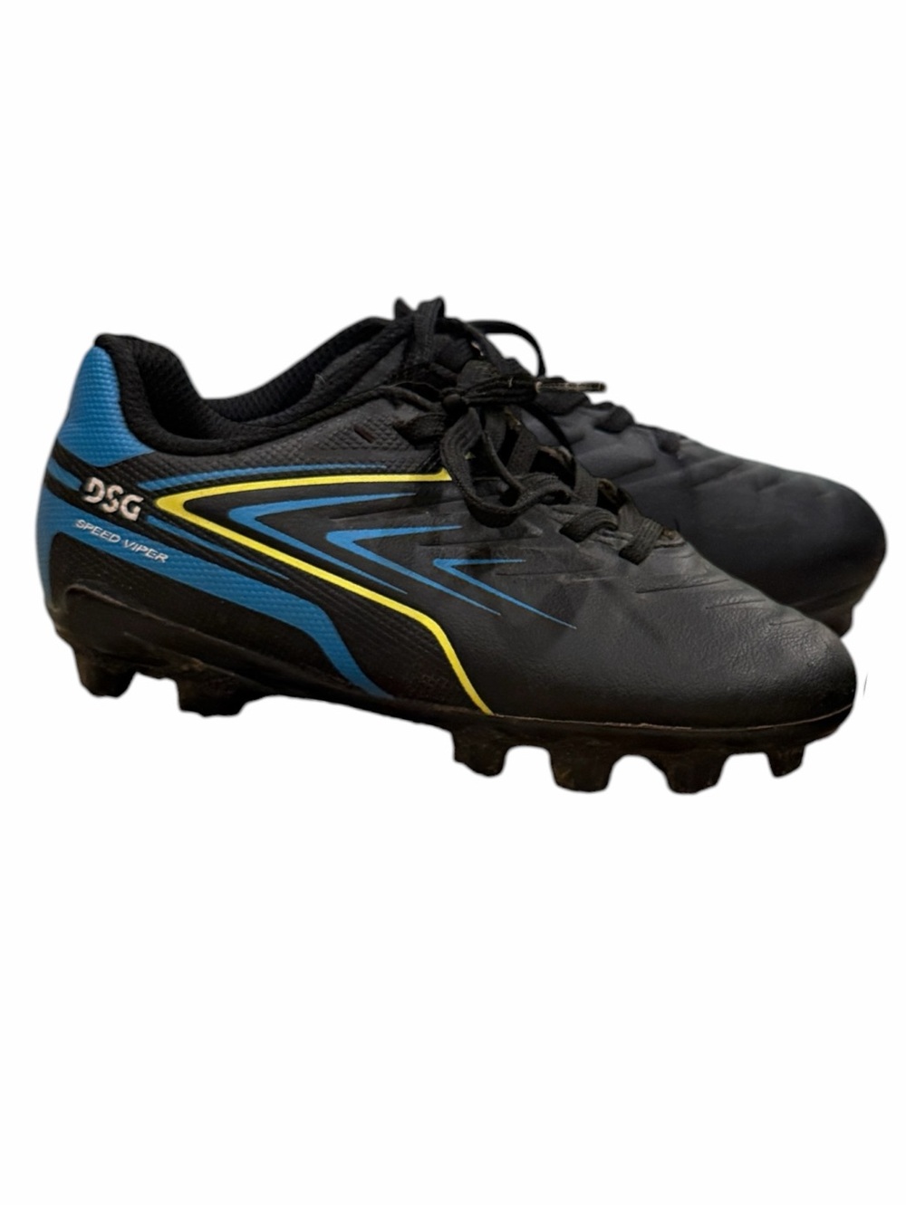 DSG Youth Soccer Cleats Speedwire Black/Blue/Yellow US Size 10K
